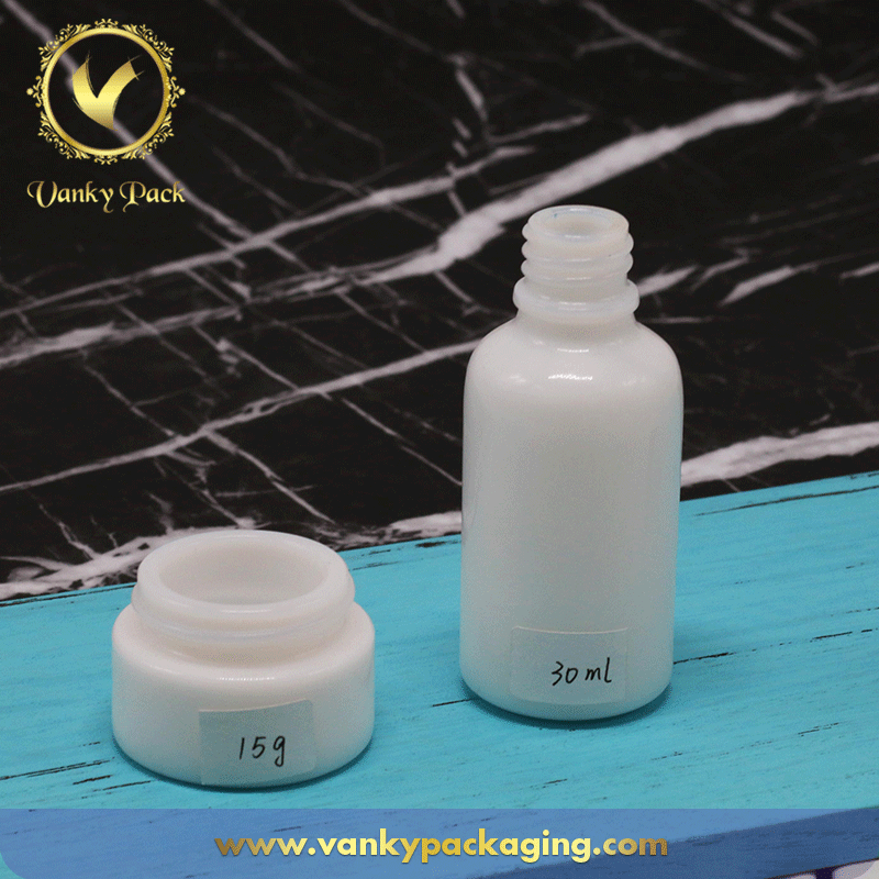Hot Sale Cosmetic Opal White Lotion Glass Bottle Cream Jar