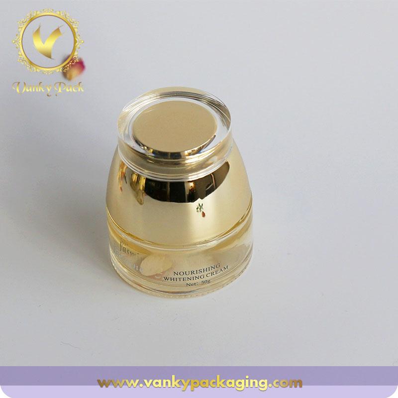 Wholesale High Quality Luxury Gold Cosmetic Glass Cream Jars And Lotion Bottles 30Ml~130Ml Logo Printing