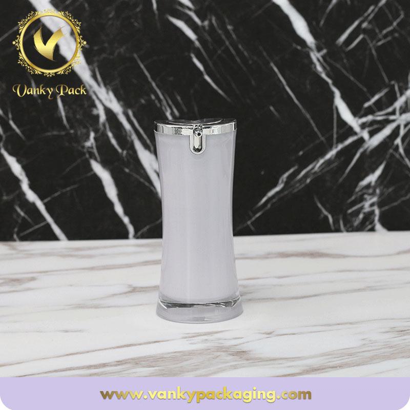 Fashion design Pearl White Airless Bottle For Cosmetic Lotion Cream Airless Pump Bottle Acrylic Cosmetic Packing