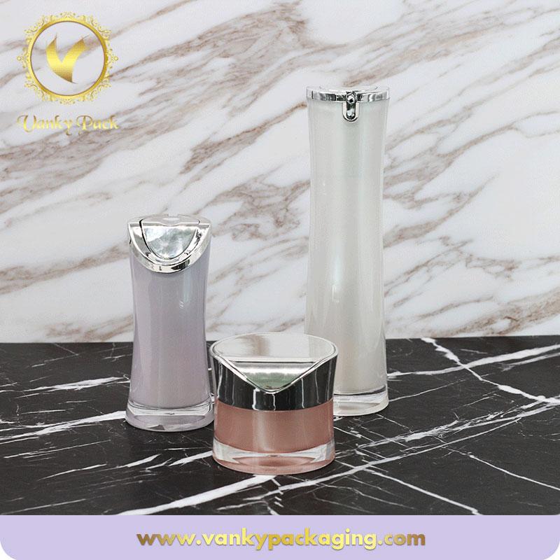 2017 Acrylic Fashion Cosmetic Pack Cream Jar New Design Lotion Acrylic Pump Bottle