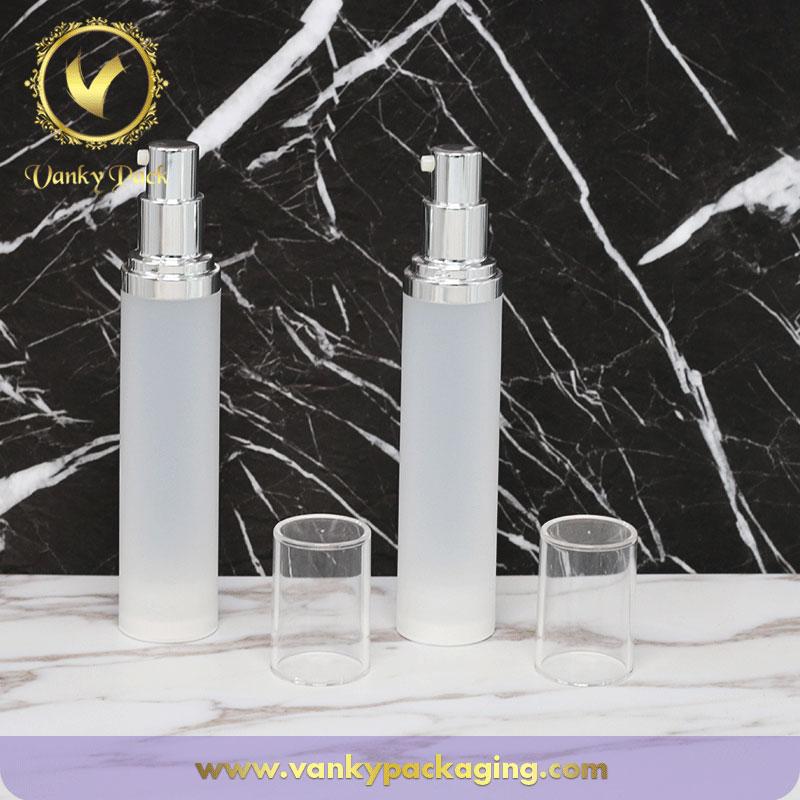 New Design Korea Style Round Cosmetic Vacuum Pump 15ml 30ml 50ml Frosted Plastic Airless Pump Bottle