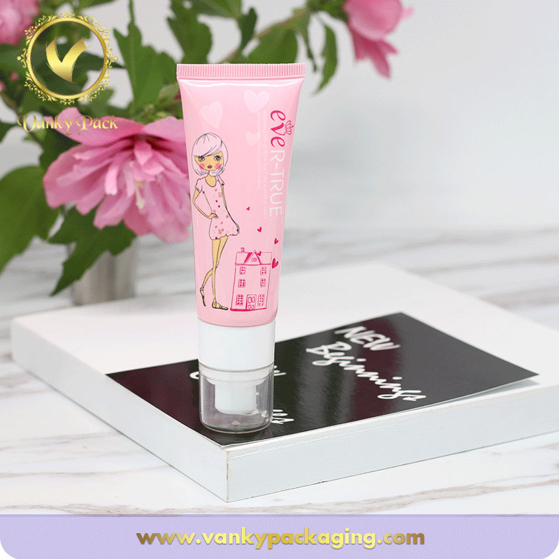 Biodegradable cute custom cosmetic empty packaging tube with pump top
