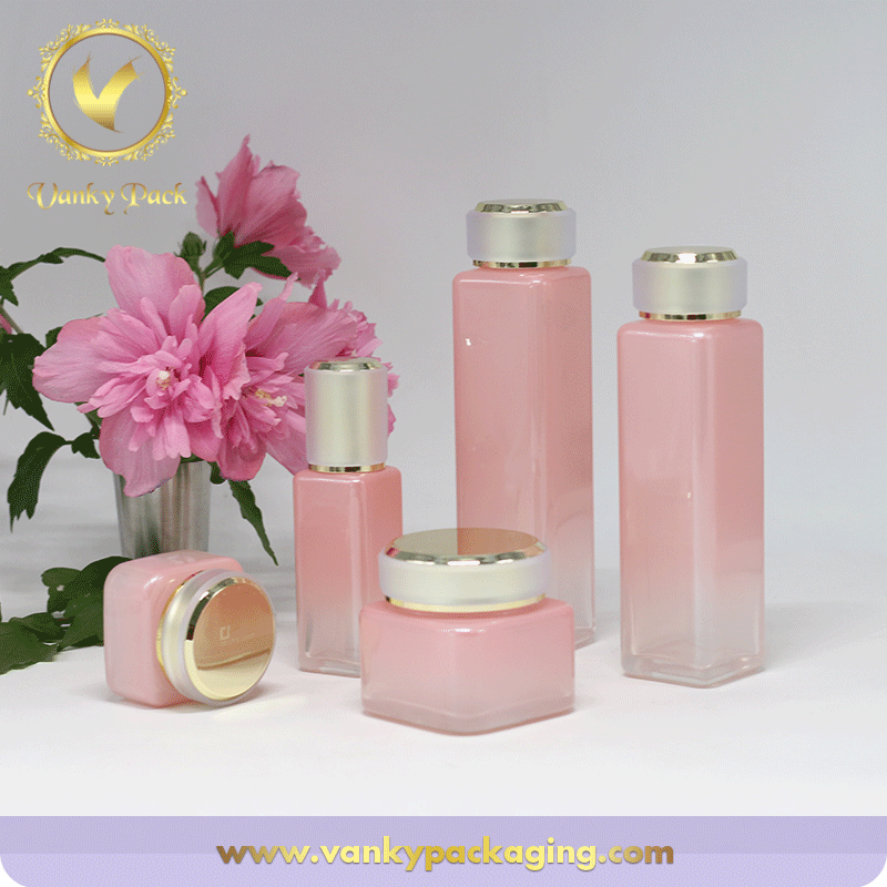 Square Shape Family Looking Whole Series Glass Bottle And Jar For Packaging