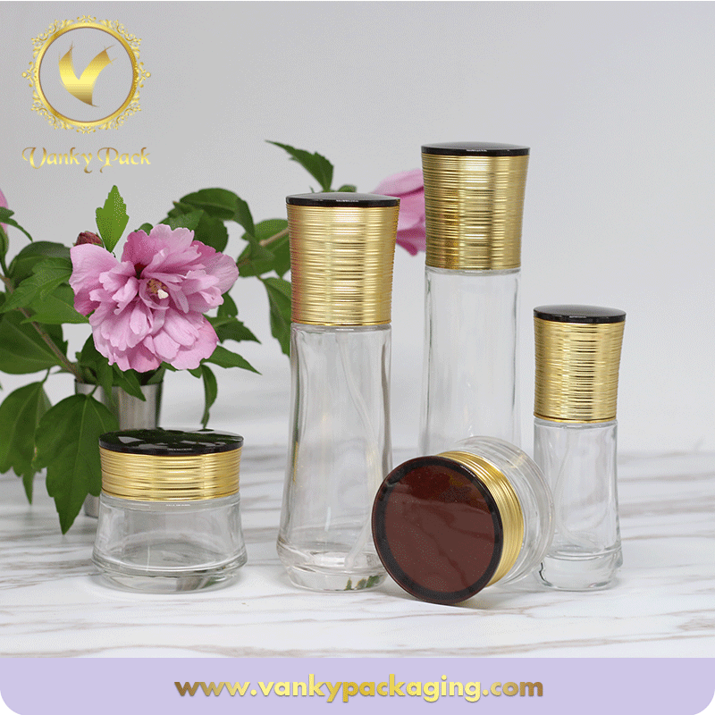 Whole Series Cosmetic Bottles and Jars with Matched Screw Cap and Press Pump