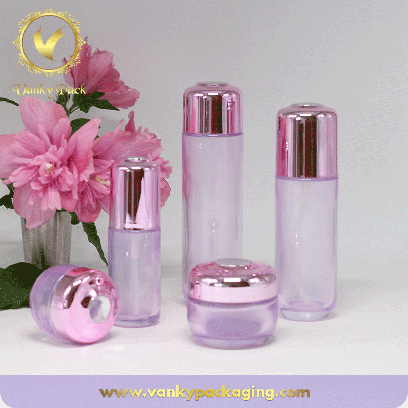 Transparent Colored Glass Bottle And Jar With UV Coated Cap Packaging