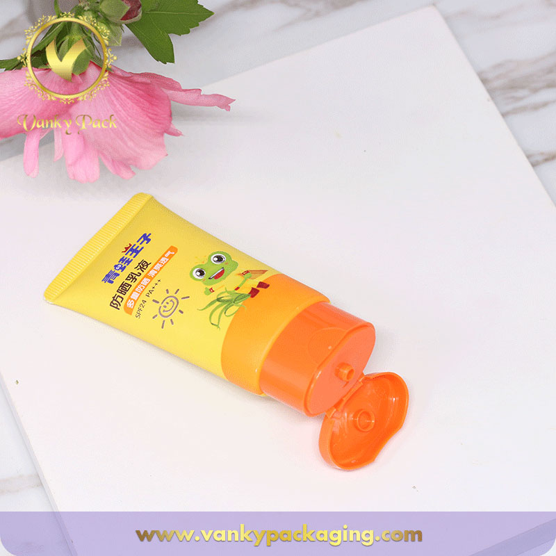 Custom baby cream PE plastic material cosmetic tube with flip cap