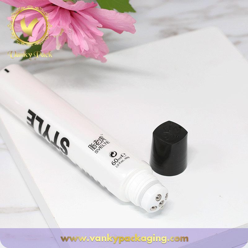 Hot design empty cosmetic plastic tube slim cream use tube with ball top