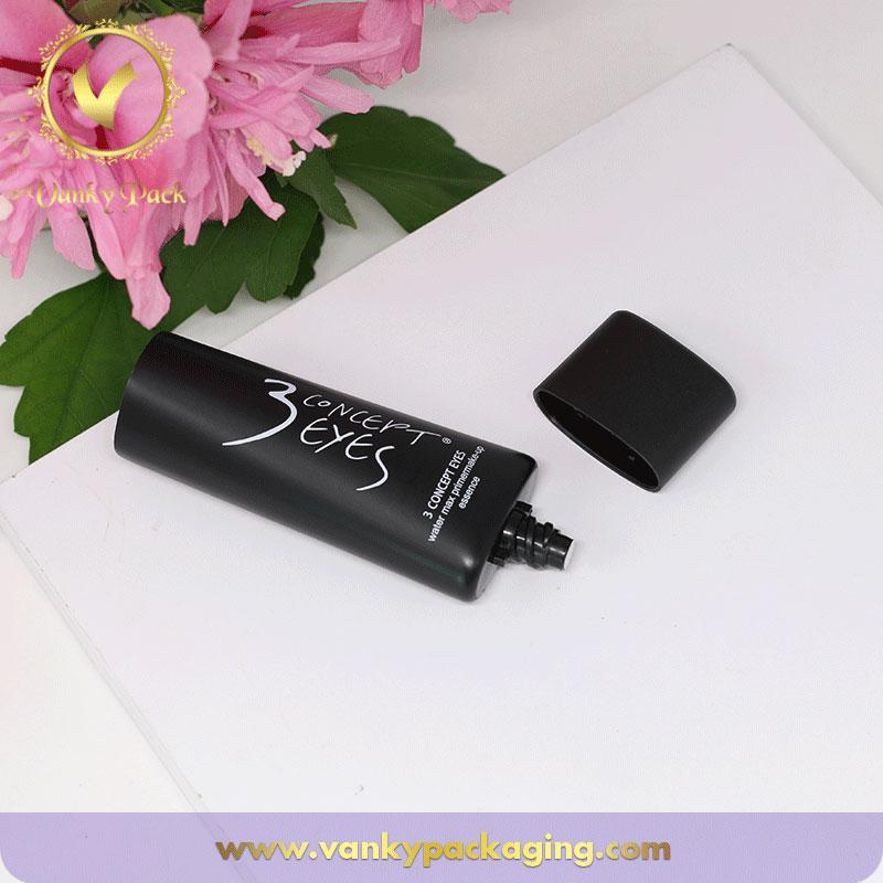 Luxury good quality matt black plastic PE cosmetic tube super oval shape for face cream with screen print