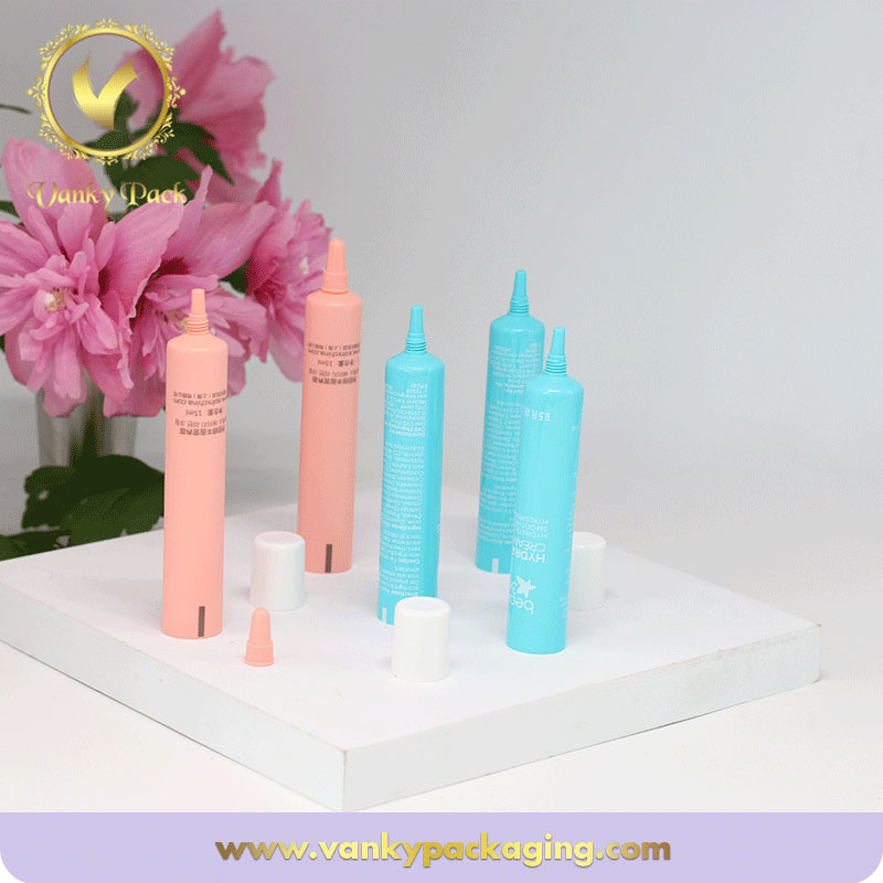 Good quality 15ml plastic eye cream cosmetic tubes packaging with long nozzle