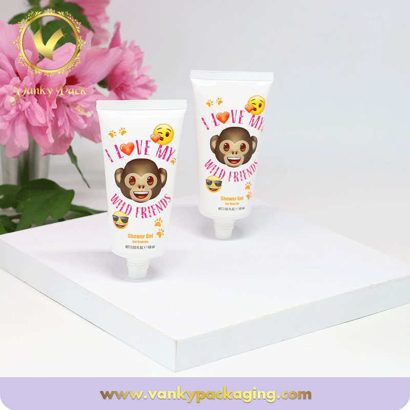 White glossy plastic cosmetic tube packaging for facial cream with airless pump