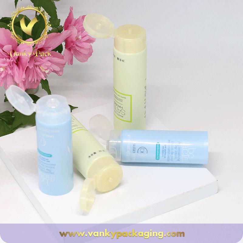 25mm 30ml customized cosmetic plastic face cream tube with clear flip cap