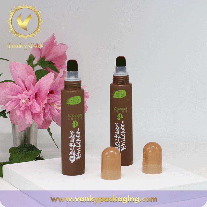 New design makeup cream screen print cosmetic packing plastic tube with brush top