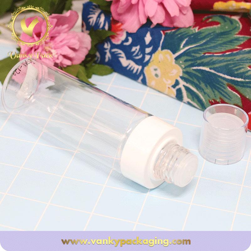 120ml cosmetic empty transparent plastic bottle with cap made of ABS and PP