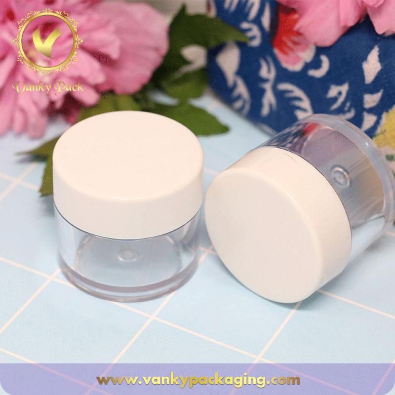 Customized clear transparent cosmetic PETG 10g plastic jar for face cream