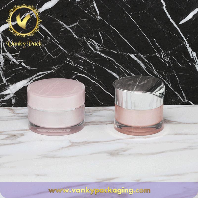 Cosmetic Acrylic Round Shape Cream Jar With Screw Cap Packaging