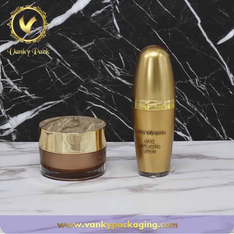 Acrylic Plastic Cosmetic Bottle And Jar With UV And Silk Printing Packaging