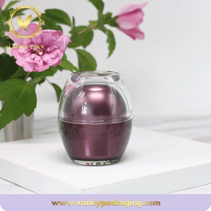 Ball Shape Double Layer Cap Plastic Acrylic Cream Jar for Cosmetic Packaging
