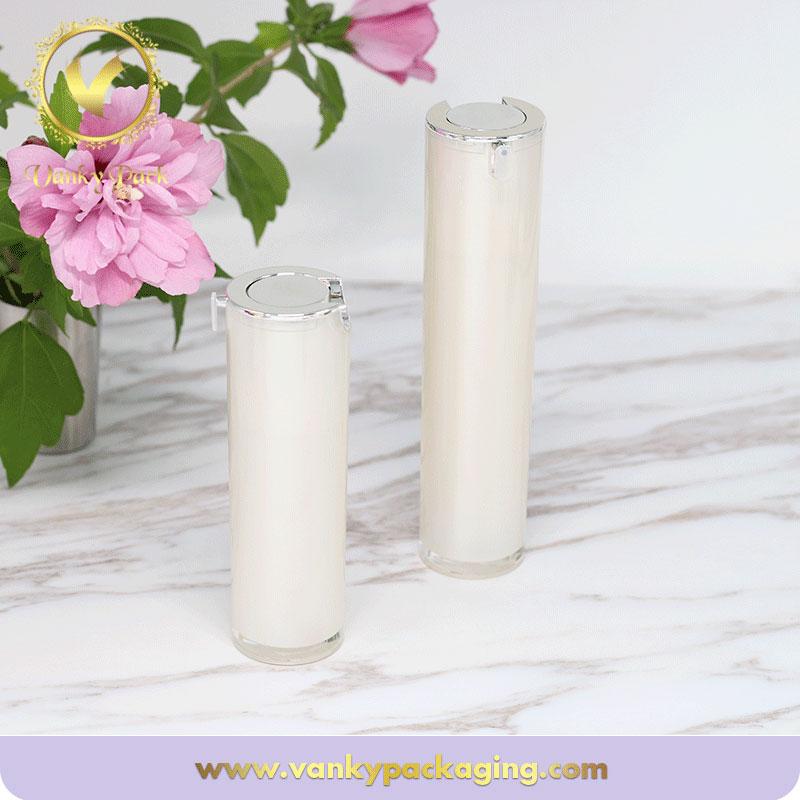 Straight Round Plastic Acrylic Bottle With Press Pump For Lotion Packaging