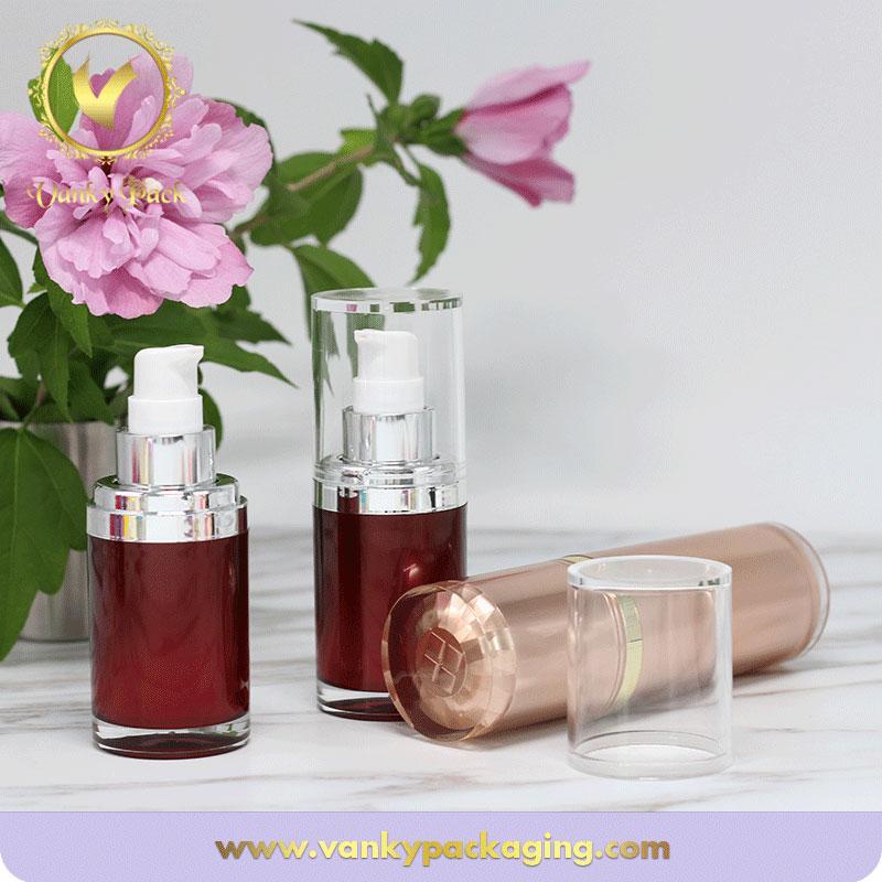 Plastic Acrylic Serum Bottle With Plastic Press Pump For Cosmetic Packaging