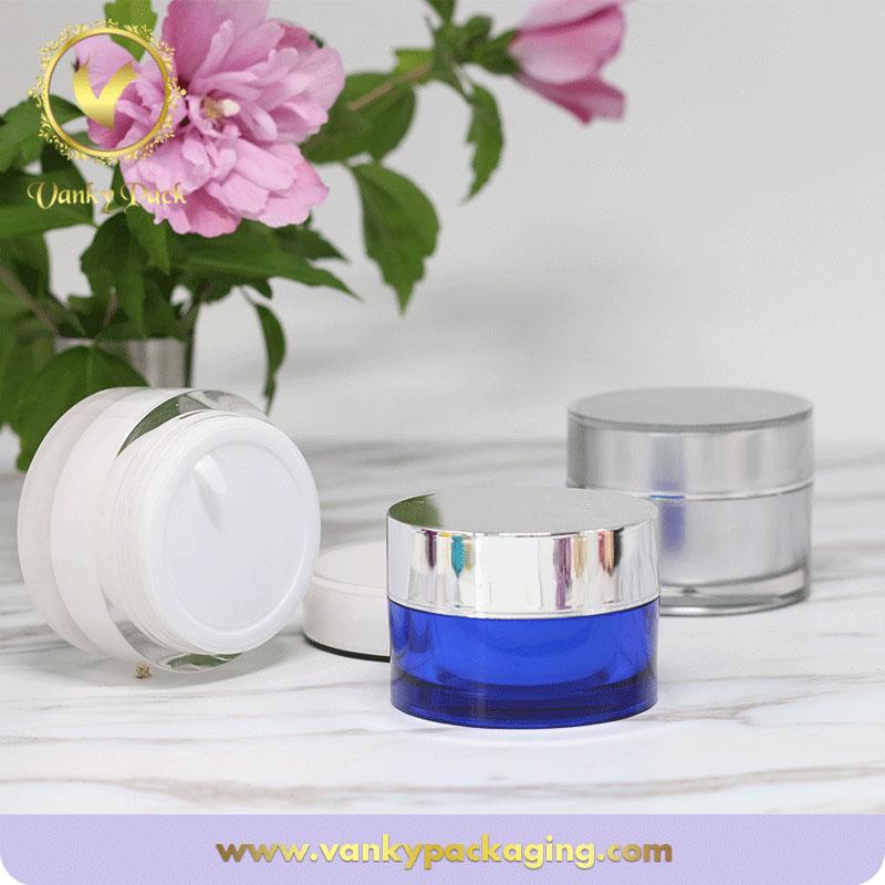 Custom UV Printing Color Cream Plastic Acrylic Jar With Screw Cap Packaging