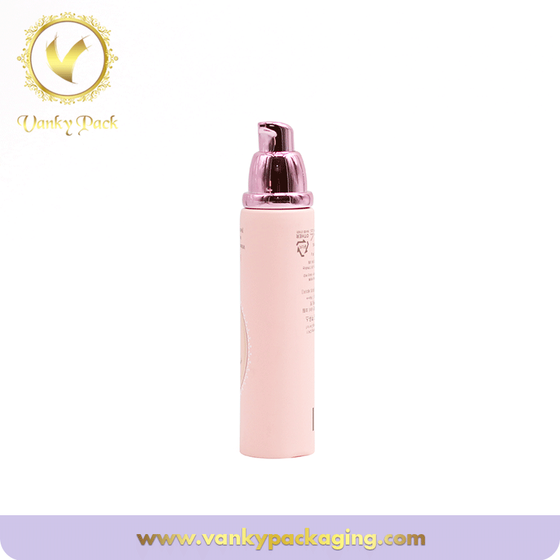 Pink Plastic Cosmetic Tube With Pump For Bb Cream