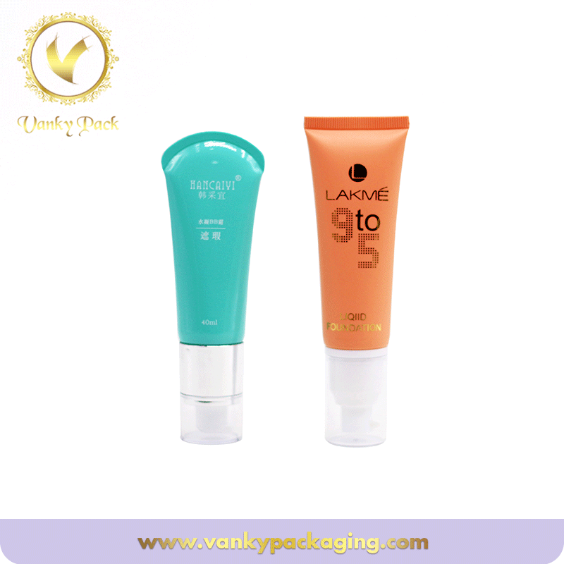  Hot Stamping Empty Soft Cosmetic Packaging Tube With Pump And Cap