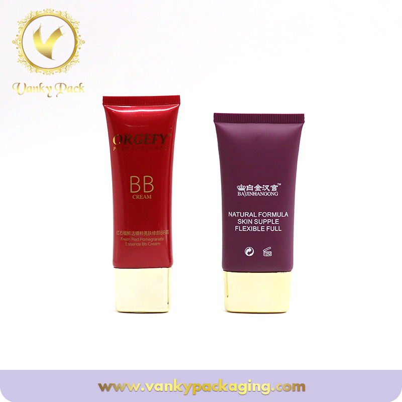 Oval Bb Cream Cosmetic Packaging Plastic Tube With Gold Cap For Skin Care