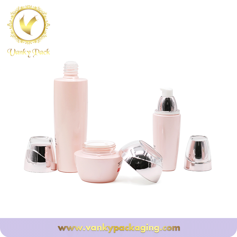 Pink Cosmetic Glass Lotion Bottles For Cream Toner Packaging Wholesale