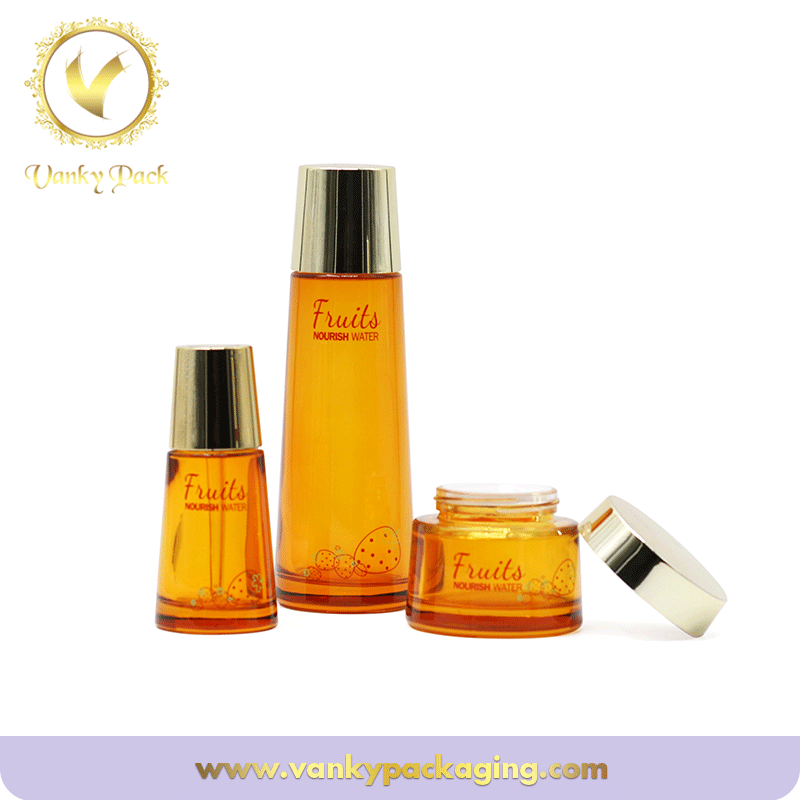 100ml cosmetic Glass  Bottle With Plastic pump and golden cap