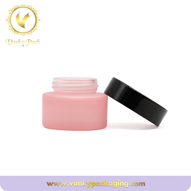 Pink Cosmetic Jar Glass With gold Lid 30g 50g 100g Glass Jars