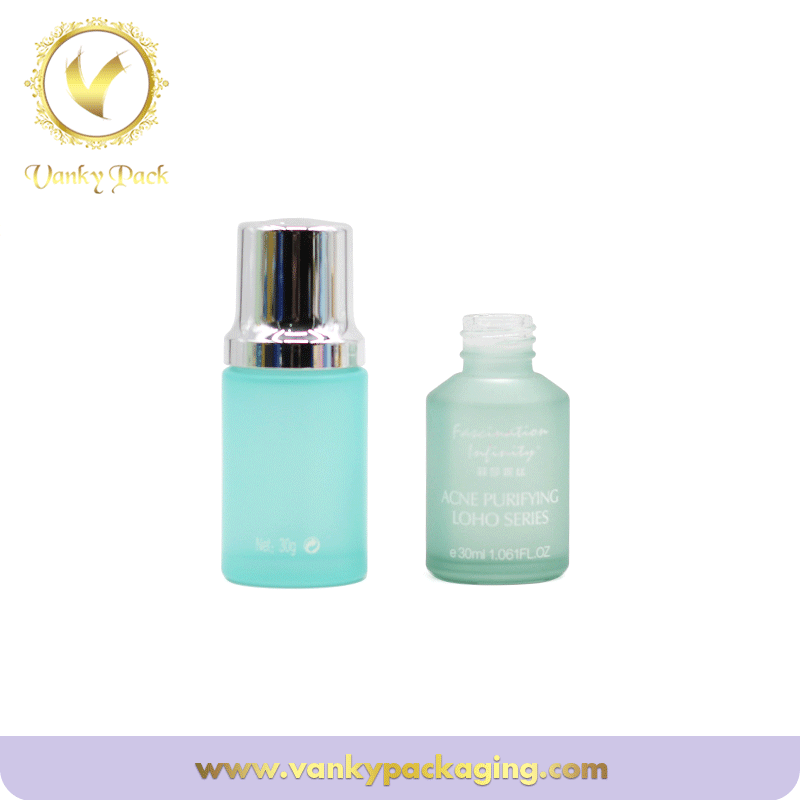 Special Design Aluminum Dropper Style Cosmetic Glass Bottle Packaging