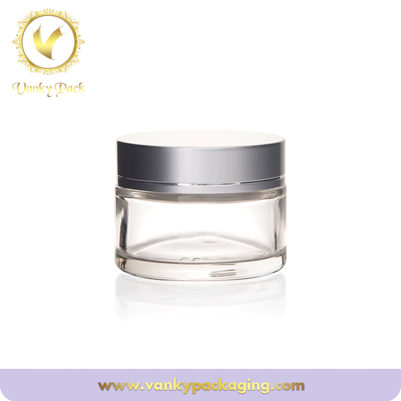 Customized cosmetics packaging 50g 30g clear cosmetic glass jar