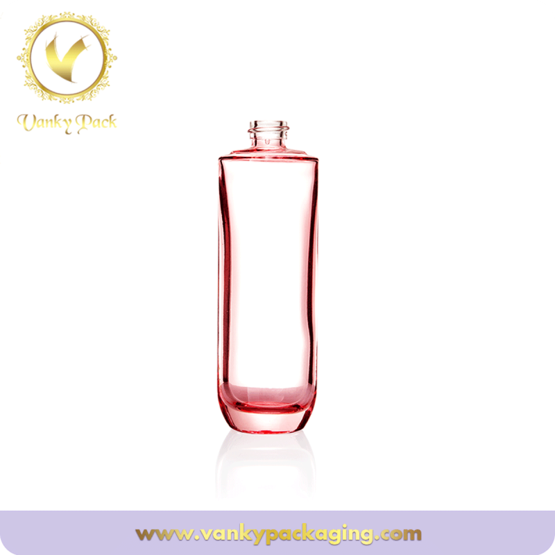 100ml oval glass bottle with clear pink color