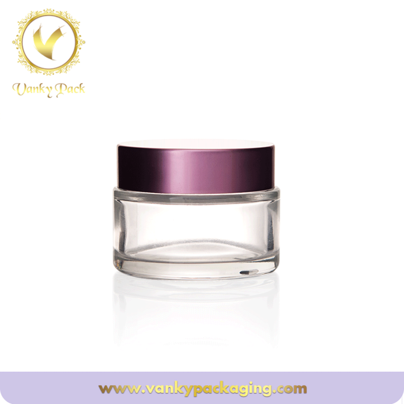 30g 50g clear glass jar cosmetic cream jar with Cosmetic aluminum lid