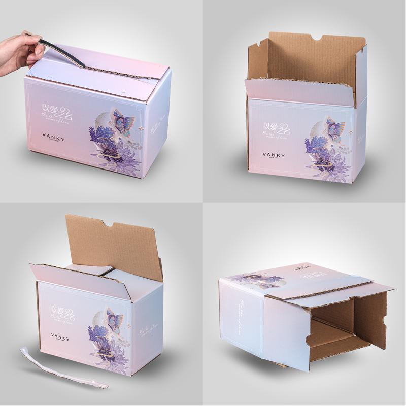 Custom e-commerce mailing box zipper adhesive teal open postal box peel-off strip self-seal tear-off mailer box
