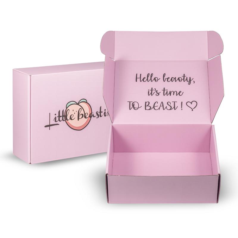 Customized Corrugated E Paper Box Packaging with Lovely Pink Design