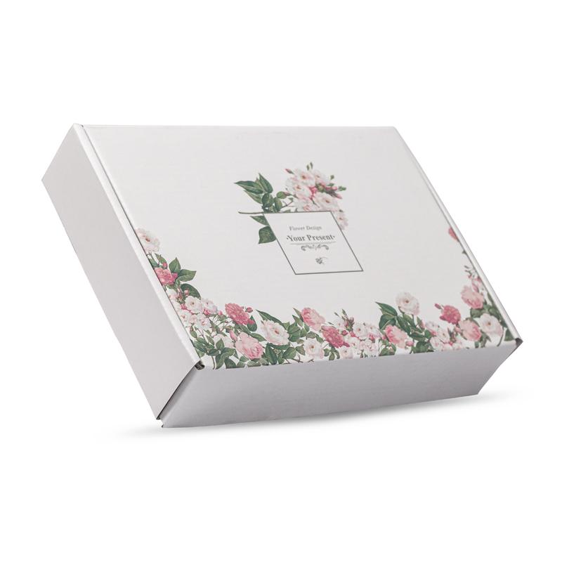 Beautiful customized white design with rose printed corrugated paper mailer box