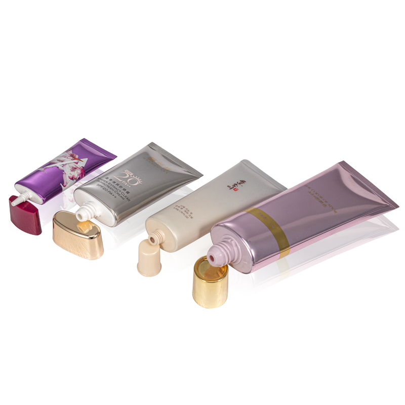 Purple customzied super oval shape luxury ABL aluminum plastic barrier laminated material soft tube packaging with screw cap