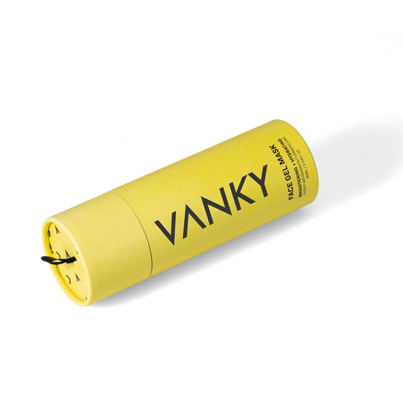 Customized yellow color round shape kraft paper tube packaging with handle