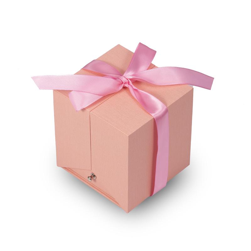 Luxury pink color display gift paper box with handbag