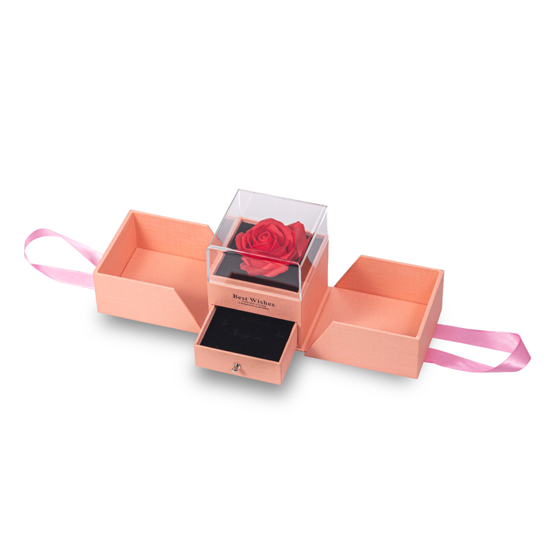 Luxury pink color display gift paper box with handbag