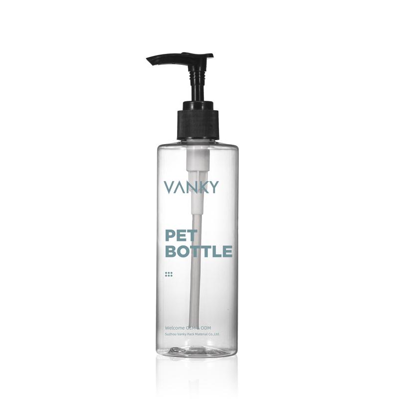 250ml high quality cosmetic packaging lotion plastic bottle with press lotion pump