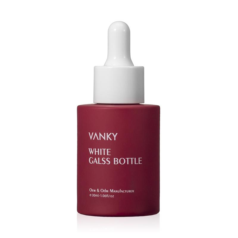 30ml High quality thick bottom customized matte vermilion glass serum bottle