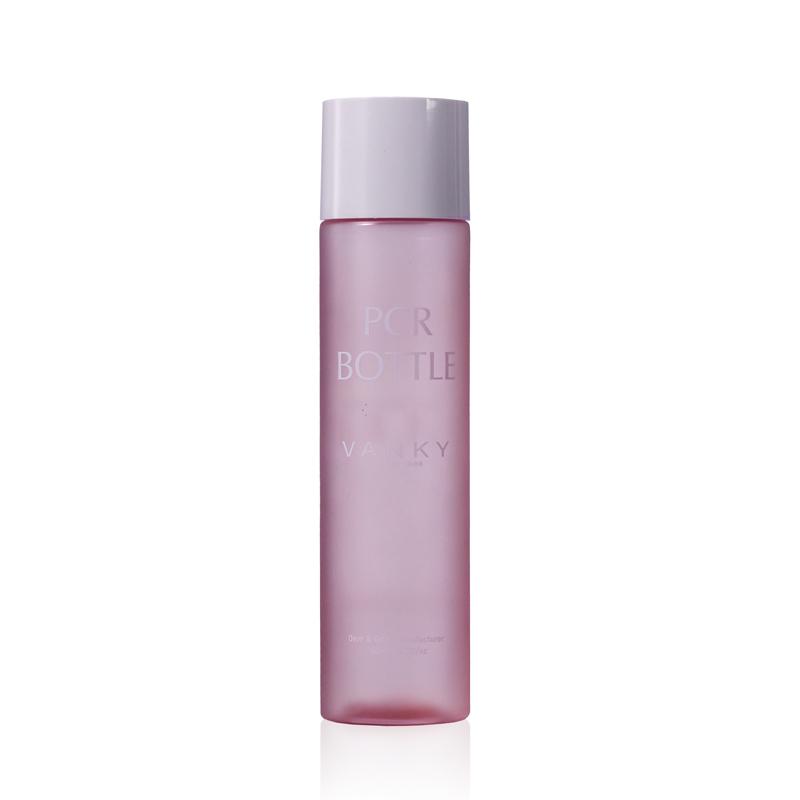 200ml High quality cylinder pink frosted PCR plastic bottle with screw cap for toner