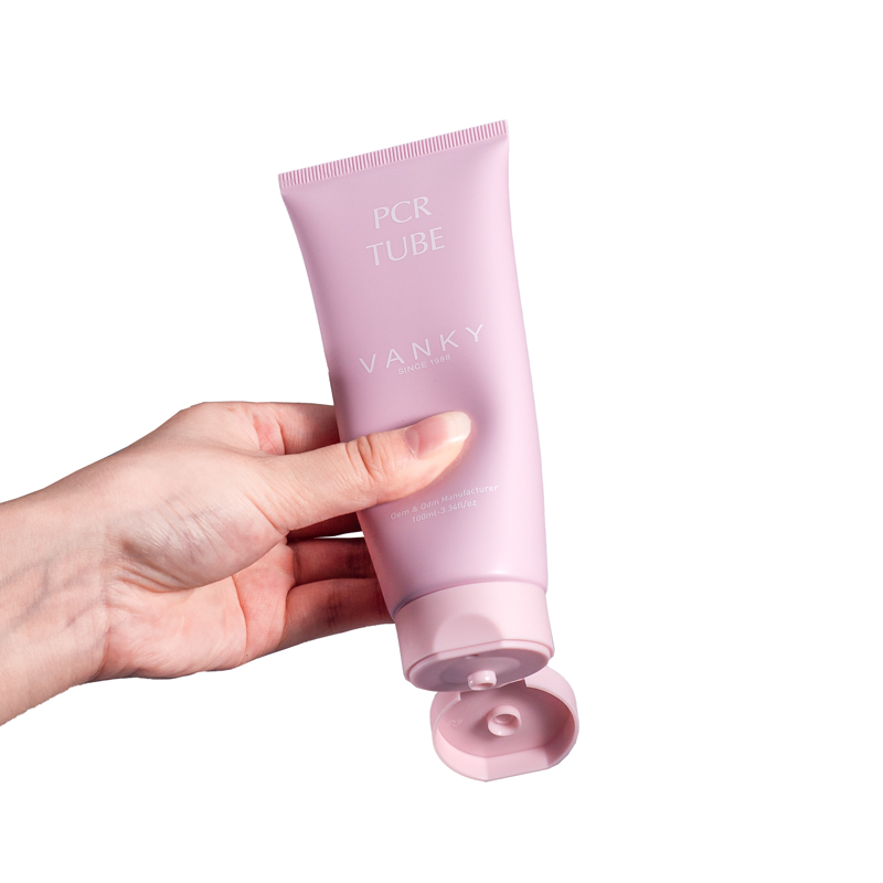 100ml Customized pink matte soft squeeze tubes for cleanser hand cream packaging
