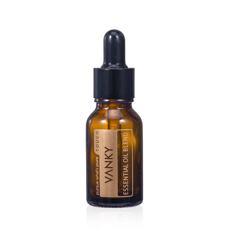 15ml Amber glass serum oil bottle with black plastic dropper